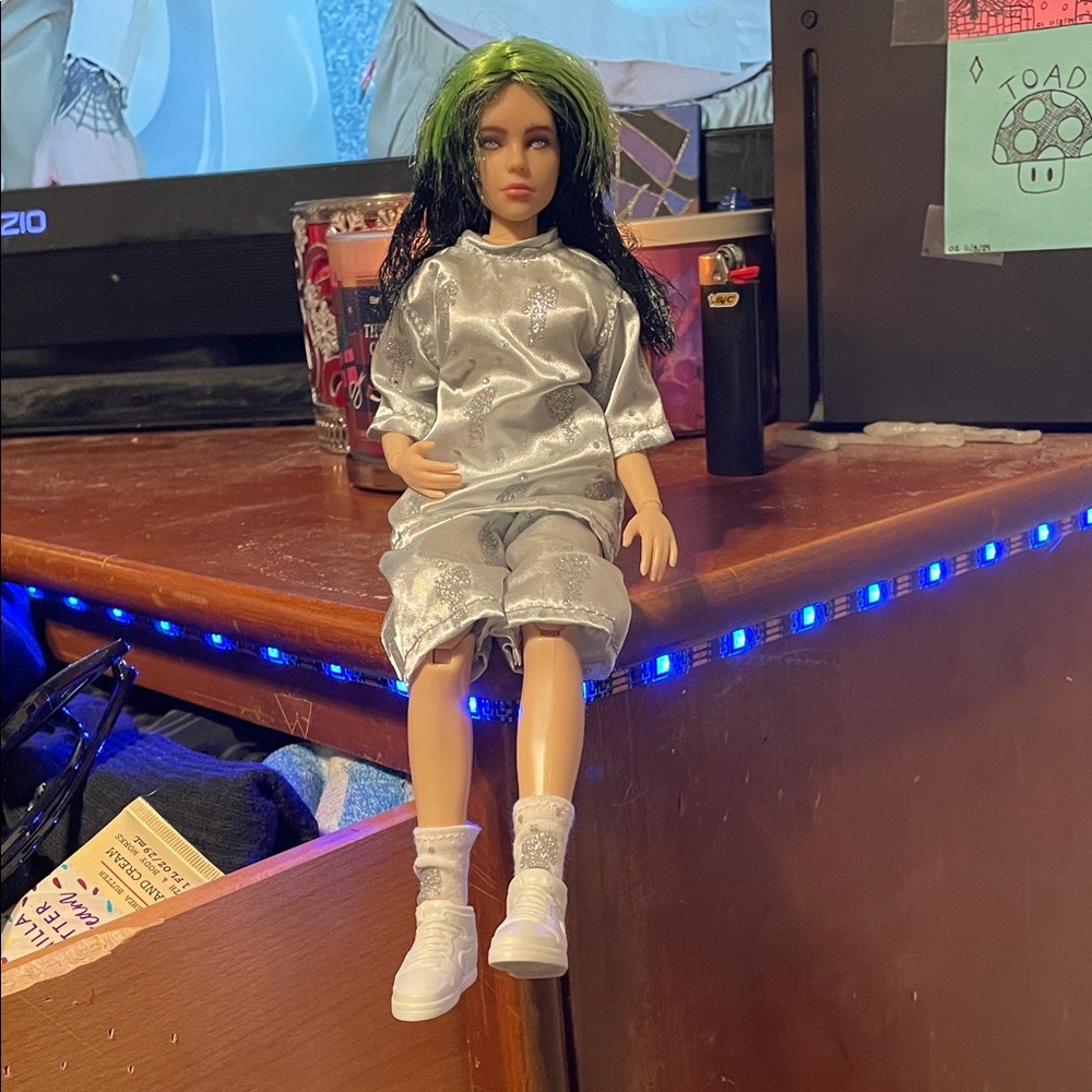 Billie Eilish Concert Stylish Silver and Black Doll
